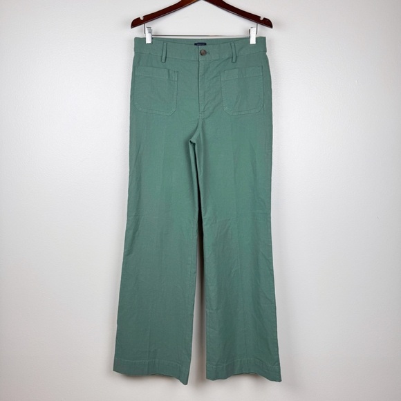 J. Crew Tall Lizzie High Rise Patch Pocket Wide Leg Pants Green Size 30T - Picture 3 of 9